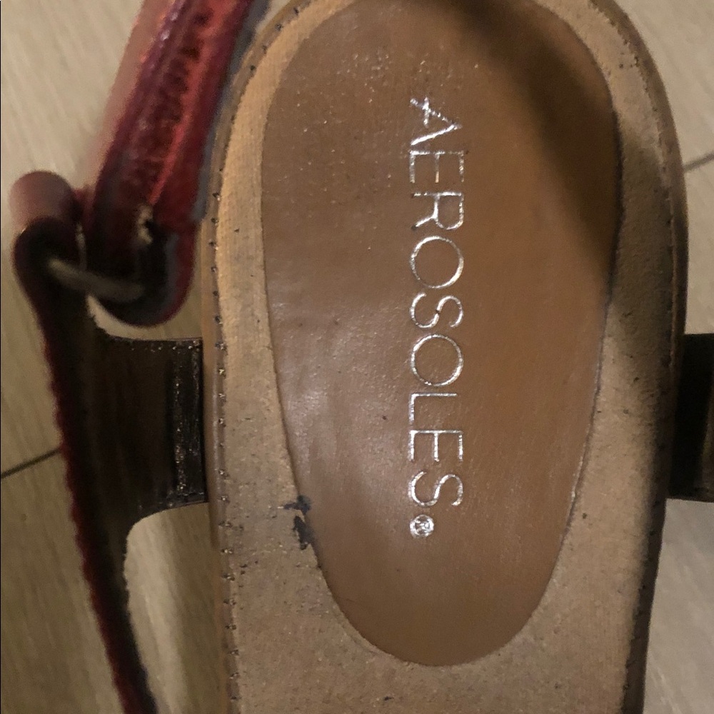 AEROSOLES Women's Burgundy Sandals - Picture 3 of 6